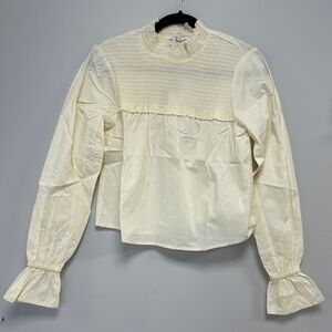 WeWoreWhat Smocked Neck Blouse Whisper White/Ivory - Size XS - NWT